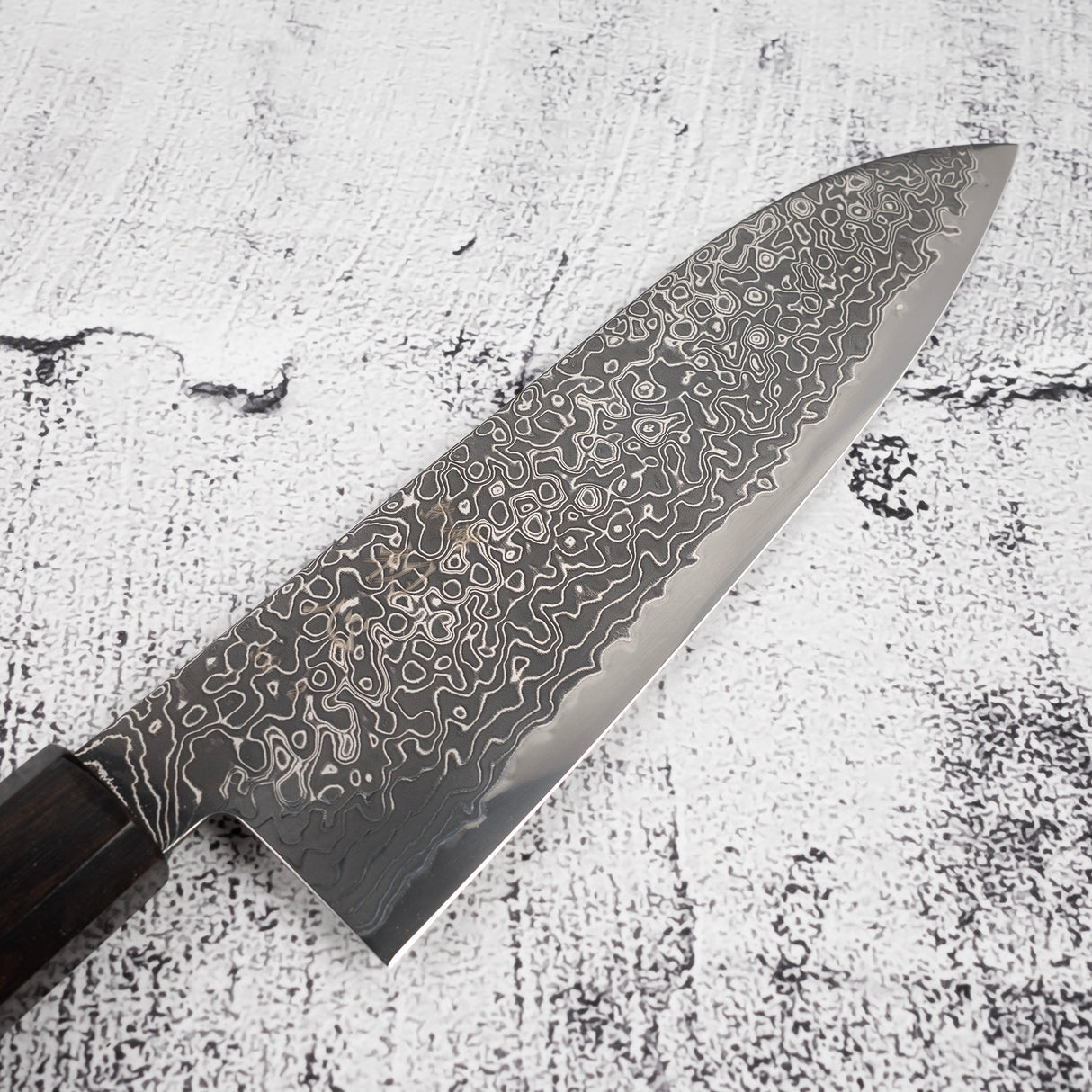 Hatsukokoro Ryuhyo SG2 Black Damascus Santoku 180mm