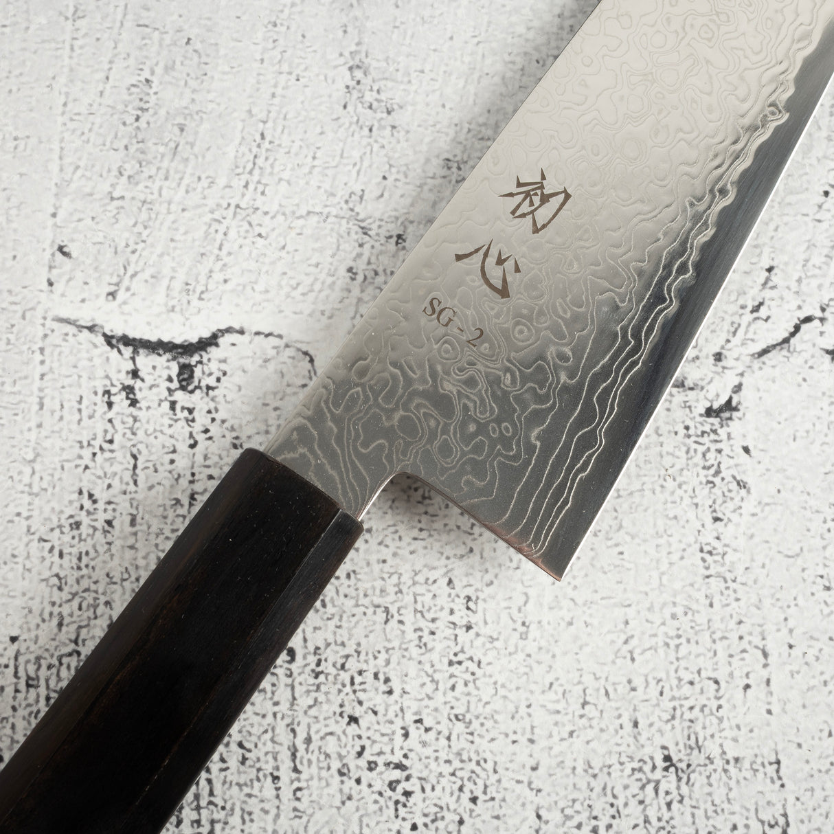 Hatsukokoro Ryuhyo SG2 Damascus Bunka 180mm Ebony Handle