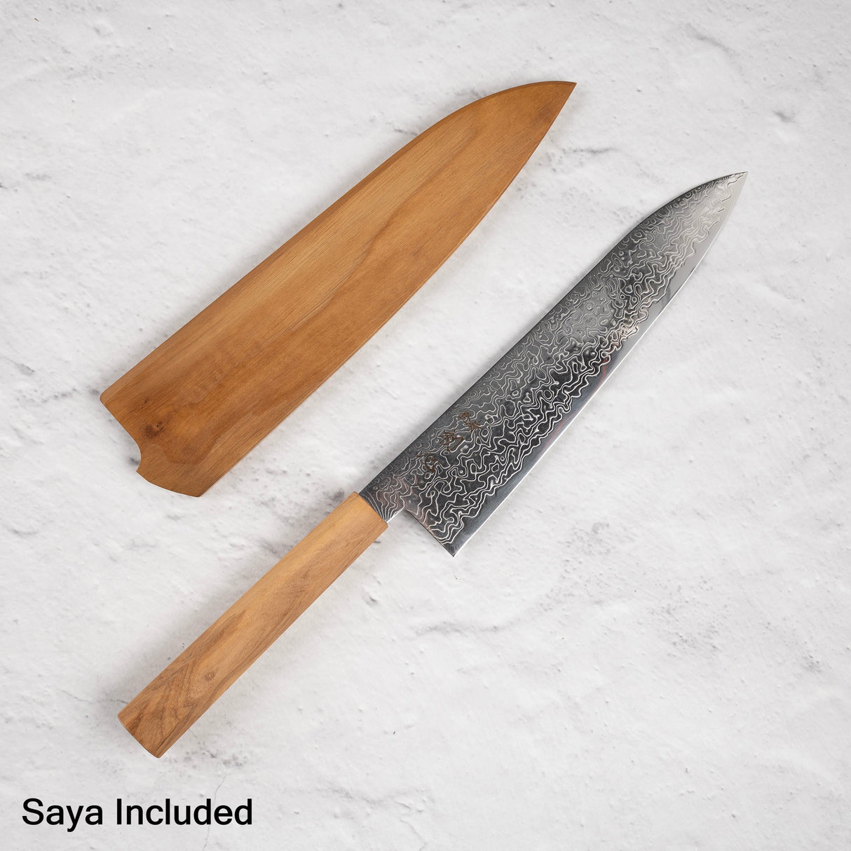 Hatsukokoro Ryuhyo SG2 大馬士革牛刀 210 毫米刀鞘,橄欖木手柄