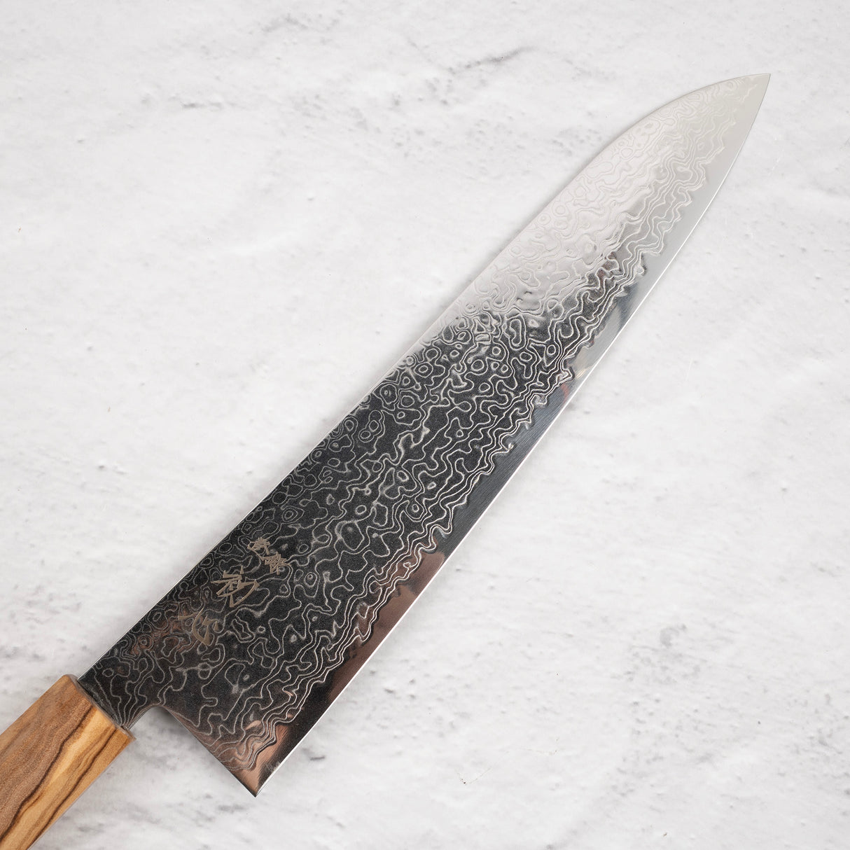 Hatsukokoro Ryuhyo SG2 Damascus Gyuto 240mm Saya Included, Olivewood Handle