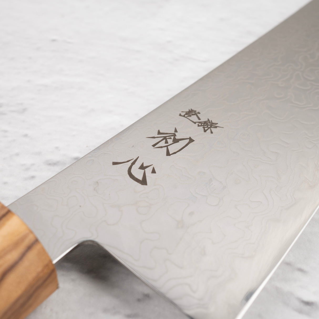 Hatsukokoro Ryuhyo SG2 Damascus Gyuto 240mm Saya Included, Olivewood Handle