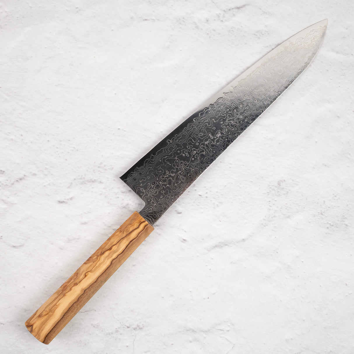 Hatsukokoro Ryuhyo SG2 Damascus Gyuto 240mm Saya Included, Olivewood Handle