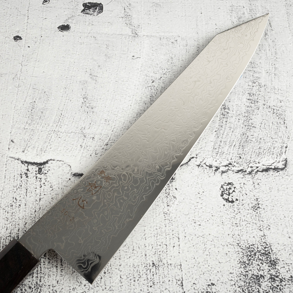 Hatsukokoro Ryuhyo SG2 Damascus K tip Gyuto 240mm ebony handle