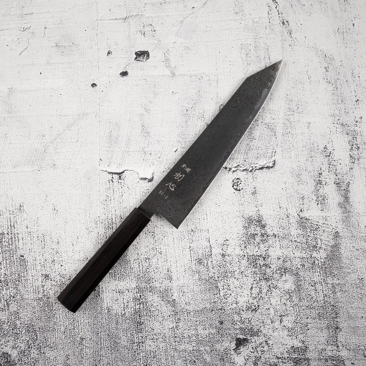 Hatsukokoro Ryuhyo SG2 Black Damascus K-tip Gyuto 210mm Ebony