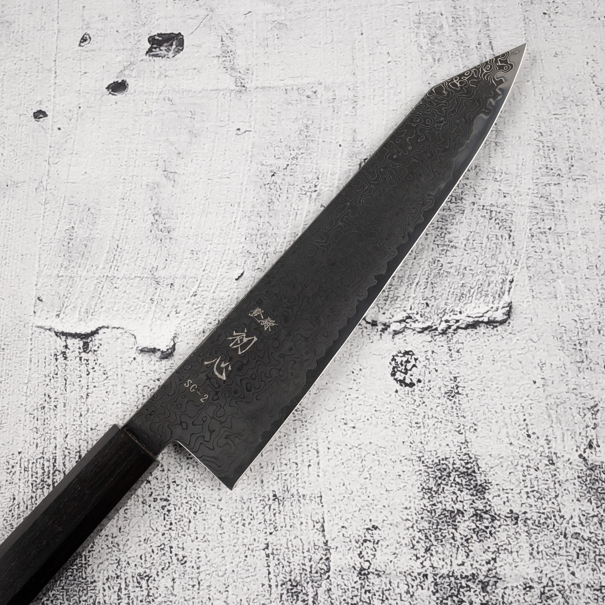 Hatsukokoro Ryuhyo SG2 Black Damascus K-tip Gyuto 210mm Ebony