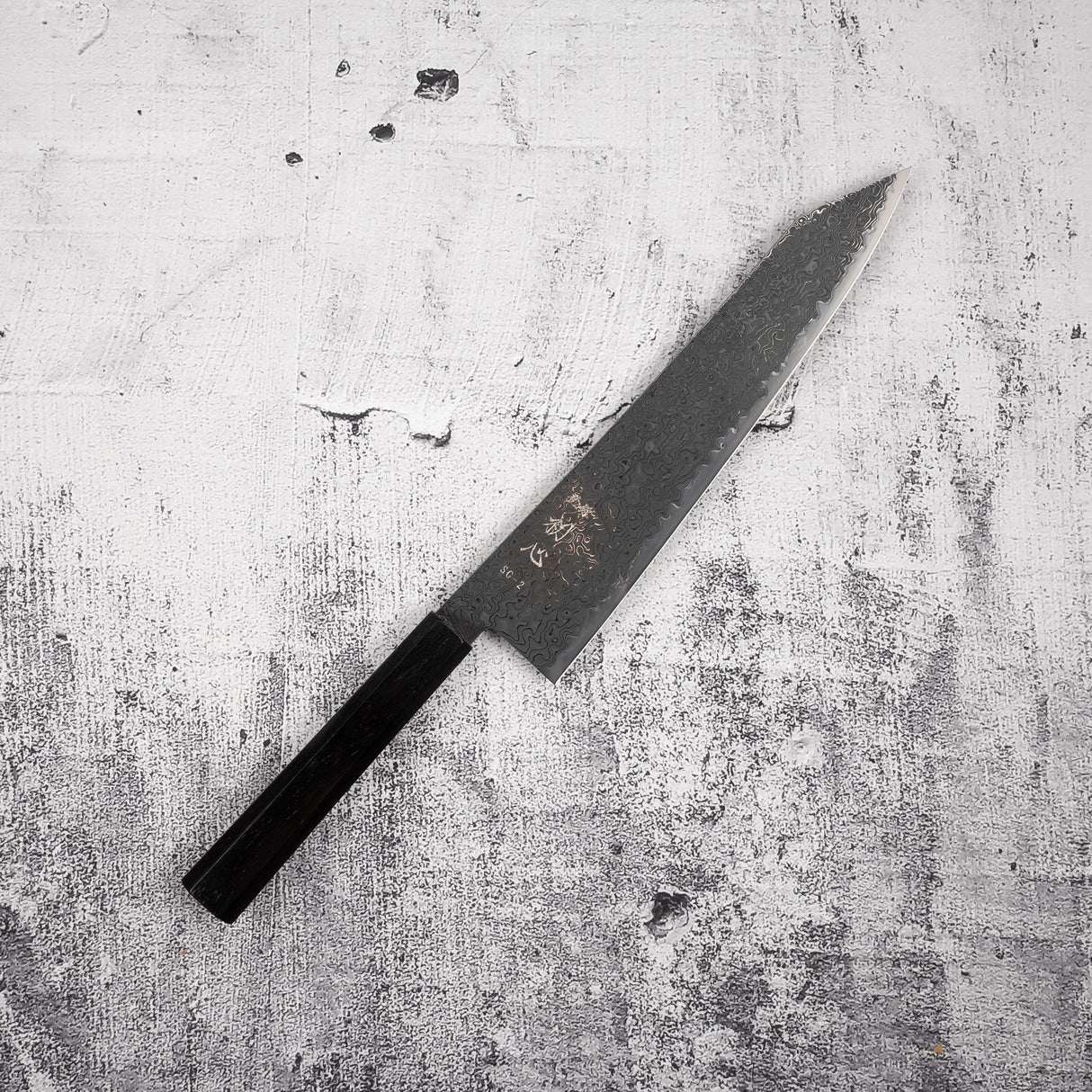 Hatsukokoro Ryuhyo SG2 Black Damascus K-tip Gyuto 240mm Ebony