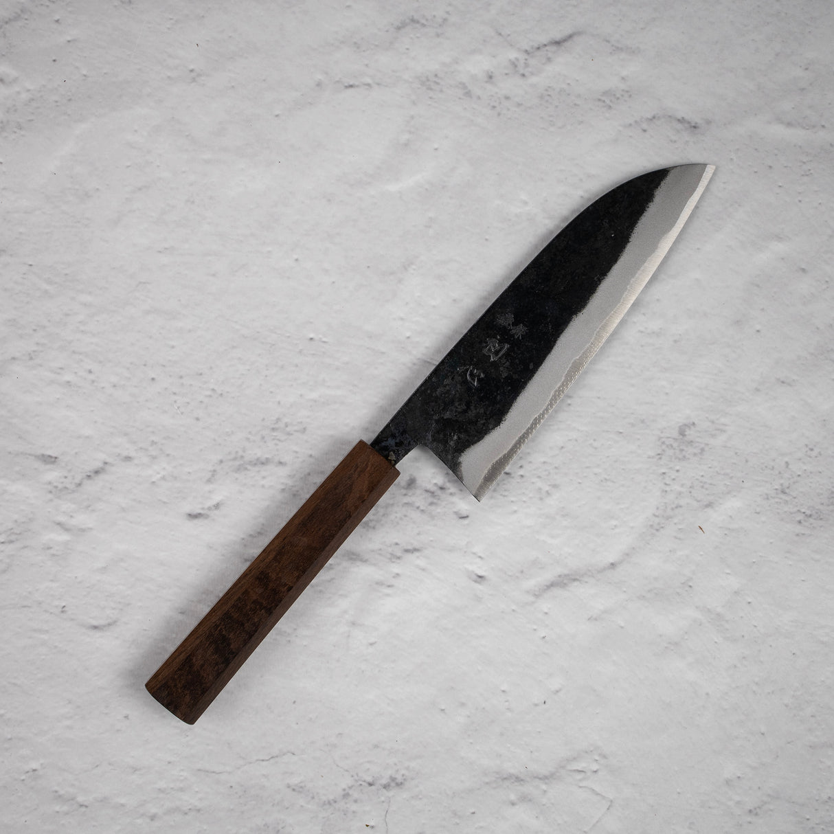 Hatsukokoro Sumi Blue 2 Kurouchi Santoku 165mm Black Chacate Handle