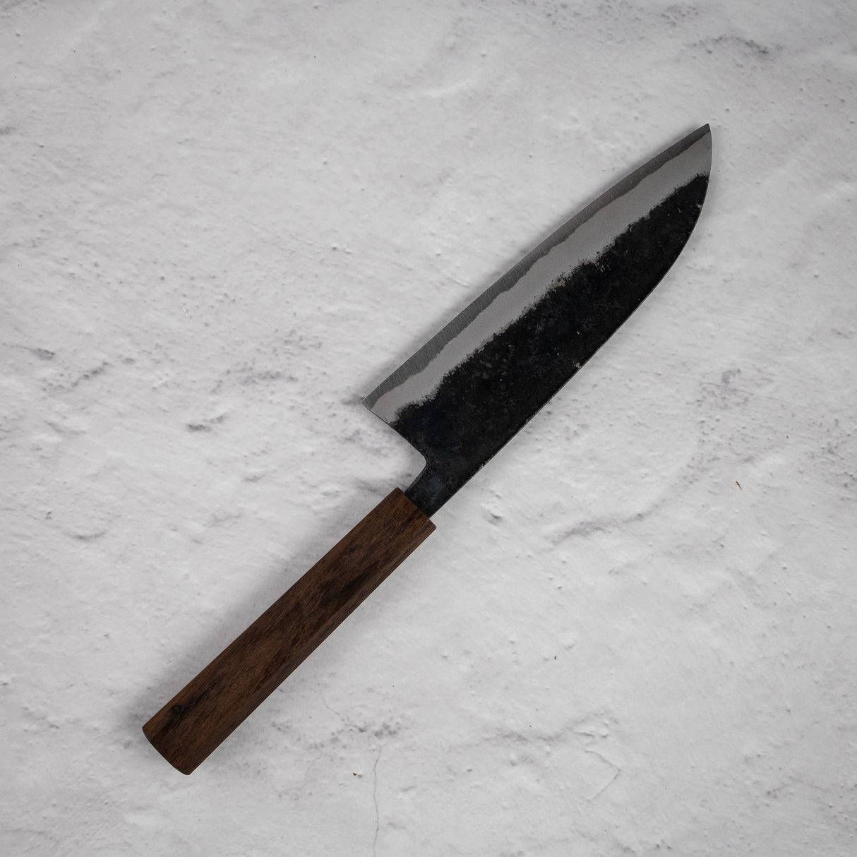 Hatsukokoro Sumi Blue 2 Kurouchi Santoku 165mm Black Chacate Handle