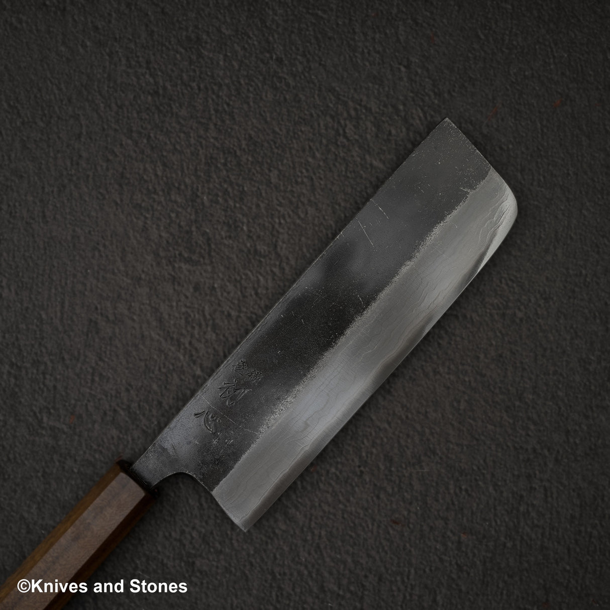 Hatsukokoro Kumokage Blue 2 Kurouchi Damascus Nakiri 165mm Black Chacate