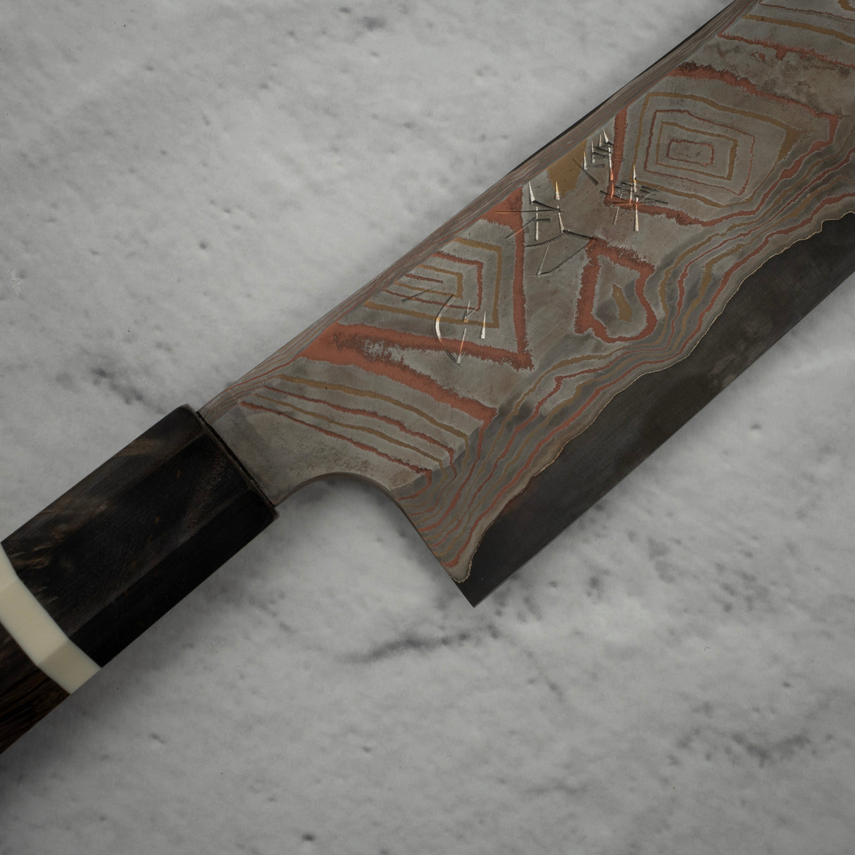 Hatsukokoro x Nigara Irodori Blue 2 Rainbow Damascus K-tip Gyuto 240mm