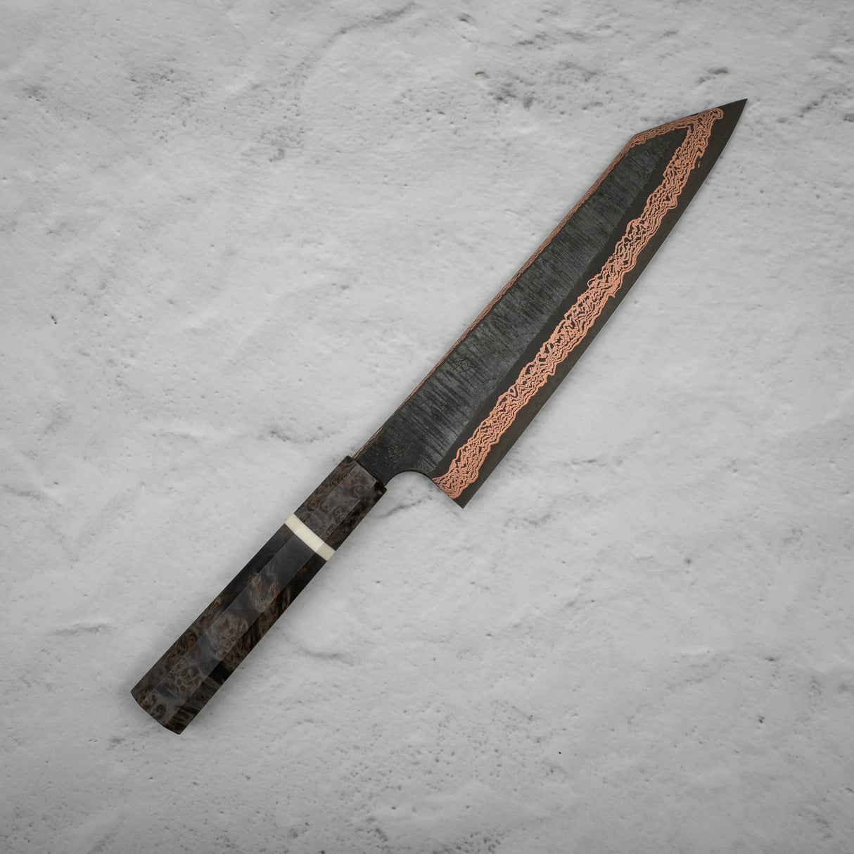 Hatsukokoro x Nigara Yorokobi SLD Copper Tsuchime Damascus K tip Gyuto 240mm with Saya