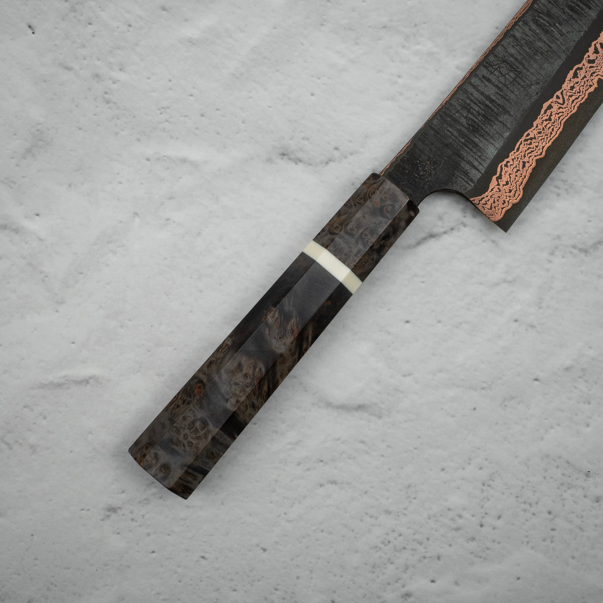 Hatsukokoro x Nigara Yorokobi SLD Copper Tsuchime Damascus K tip Gyuto 240mm with Saya