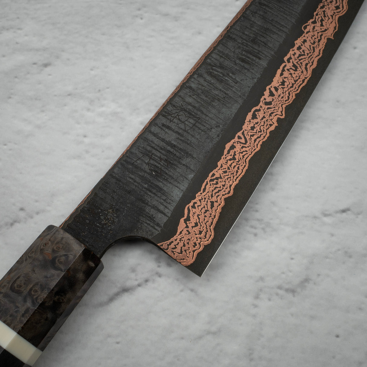 Hatsukokoro x Nigara Yorokobi SLD Copper Tsuchime Damascus K tip Gyuto 240mm with Saya