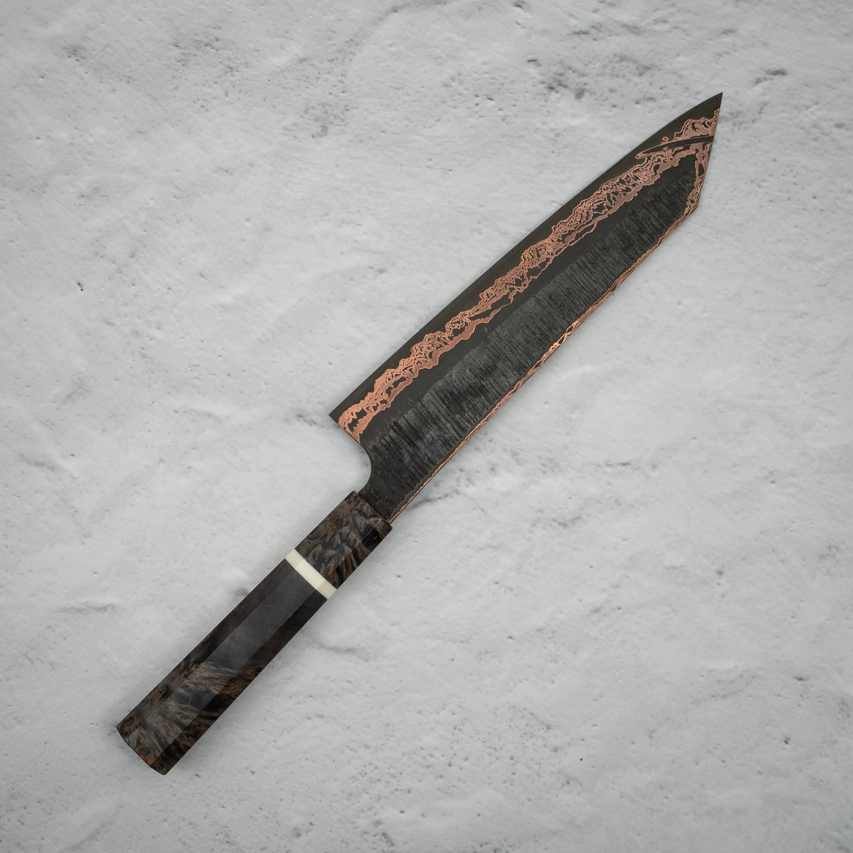 Hatsukokoro x Nigara Yorokobi SLD Copper Tsuchime Damascus K tip Gyuto 240mm with Saya