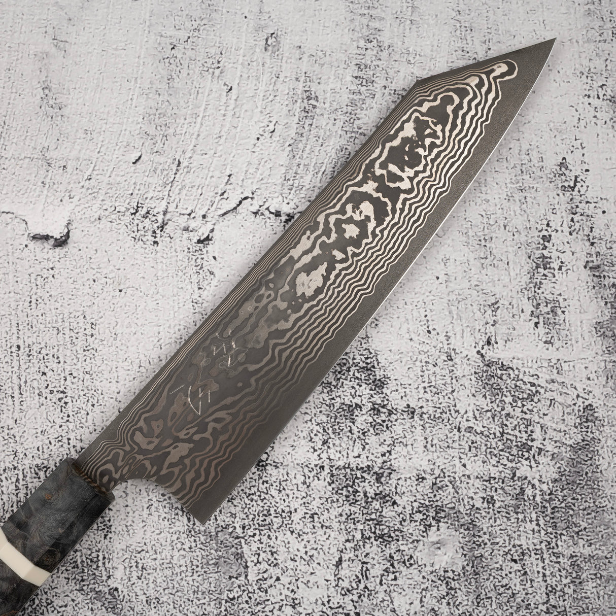 初心 x 二唐 喜特製 SLD 黑打大馬士革 K型牛刀 240mm 拋光