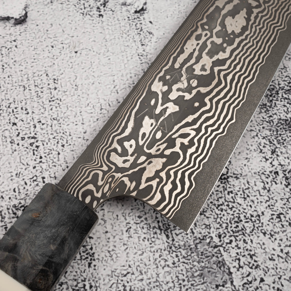 初心 x 二唐 喜特製 SLD 黑打大馬士革 K型牛刀 240mm 拋光