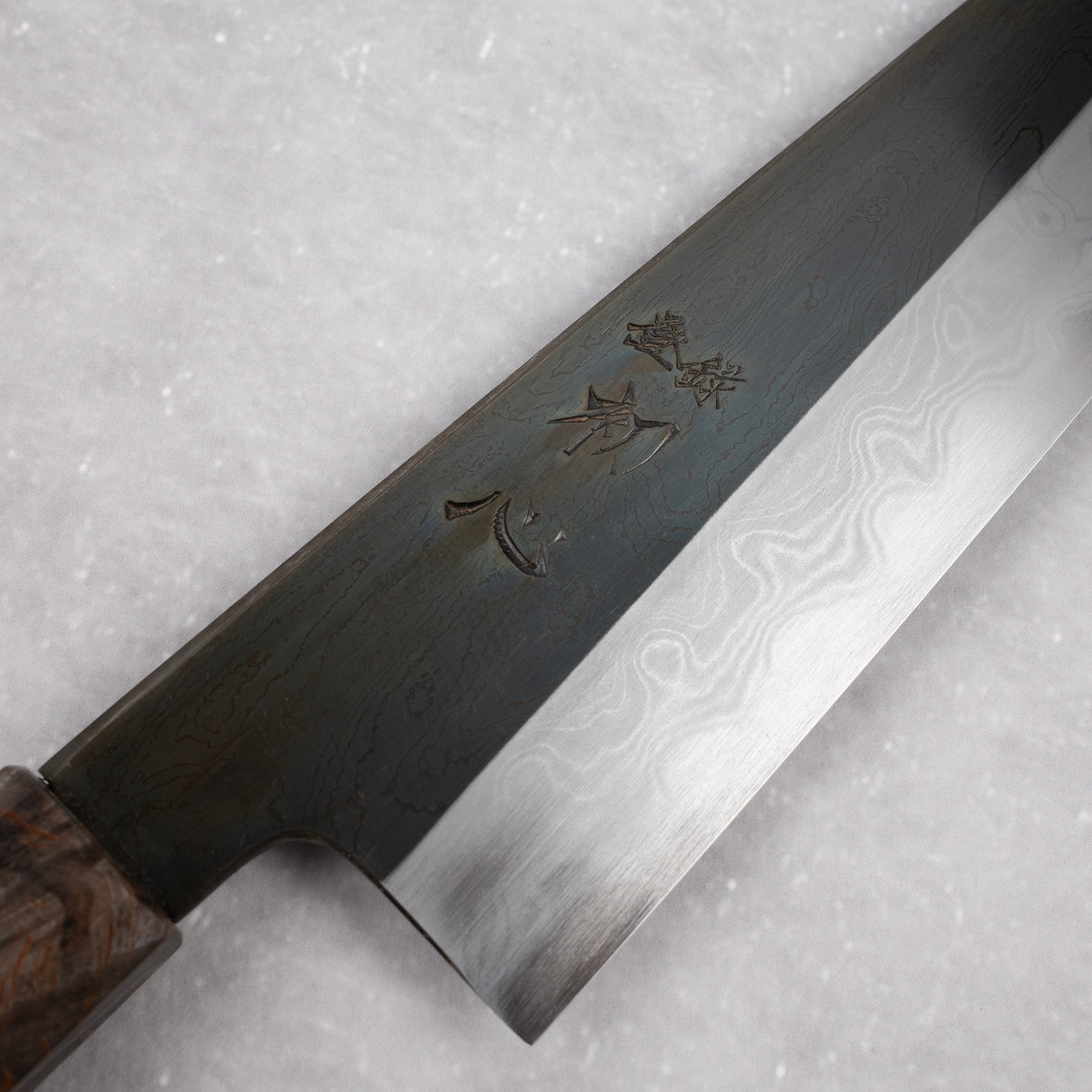 初心 x 中川聰 藍色 1 蝕刻黑大馬士革牛刀 210 毫米
