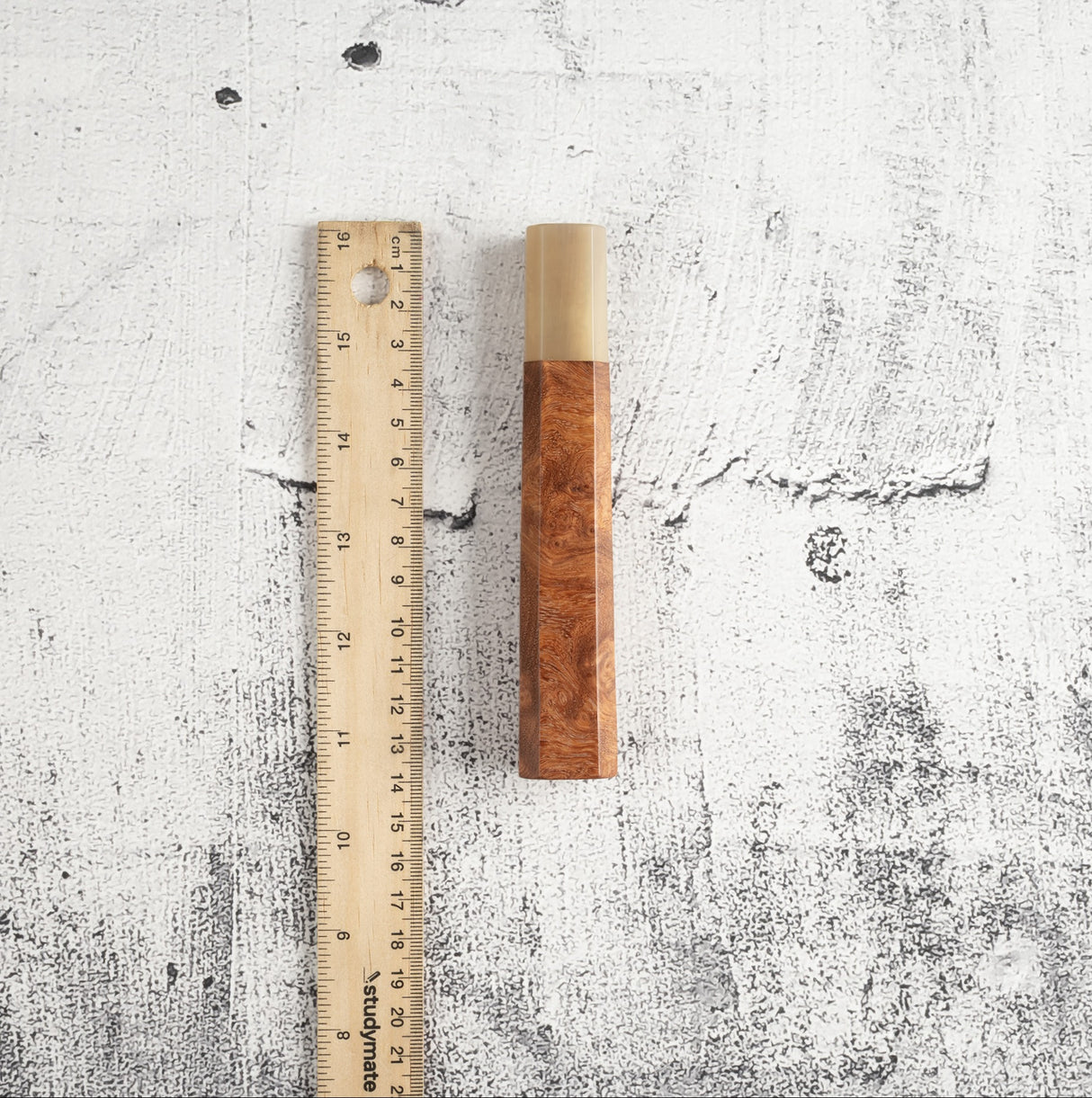 K&S Octagonal Amboyna Burl Handle with Blonde/Marble Ferrule