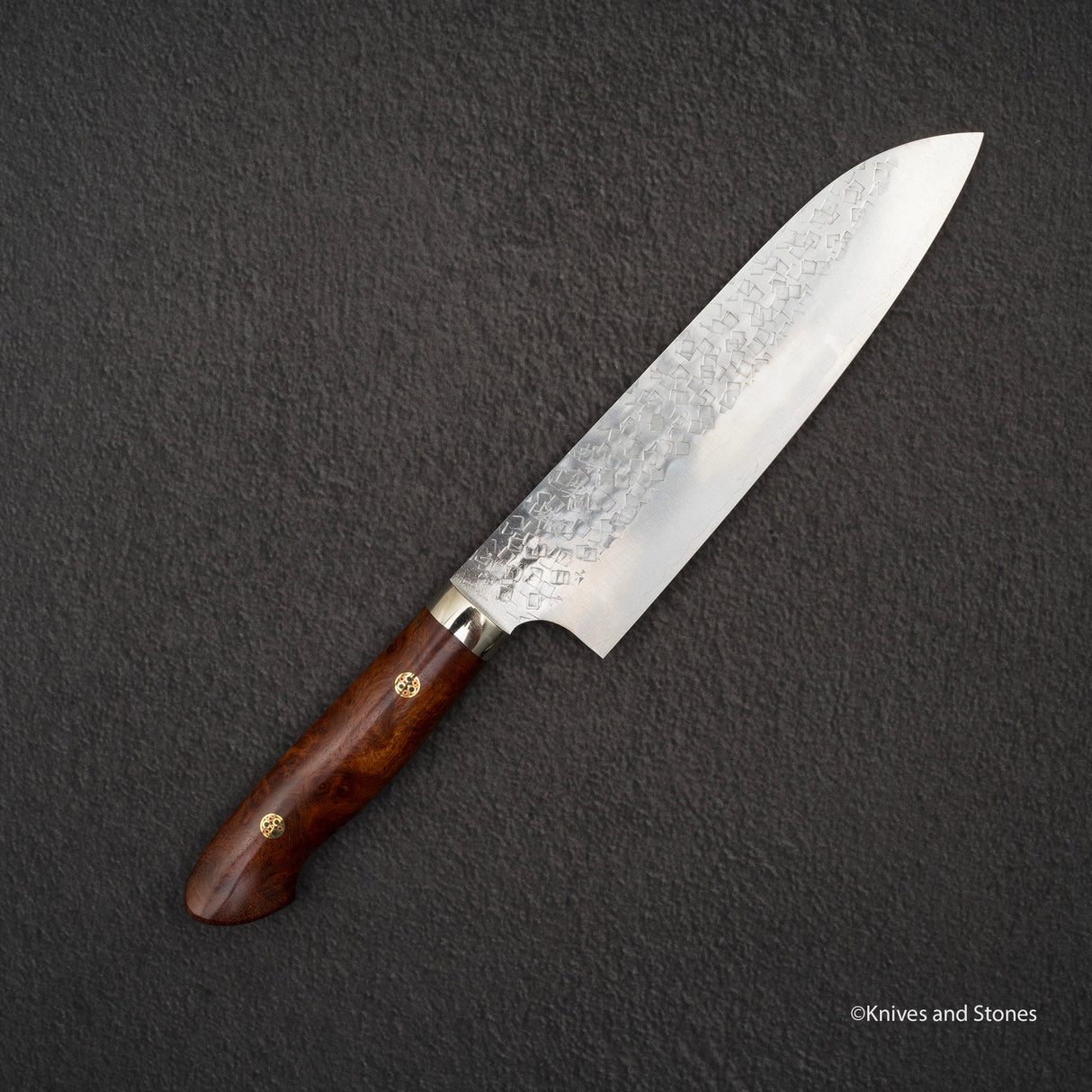 加藤佳美 SG2 Minamo Ktip Santoku 180mm Amboyna Burl Western SP