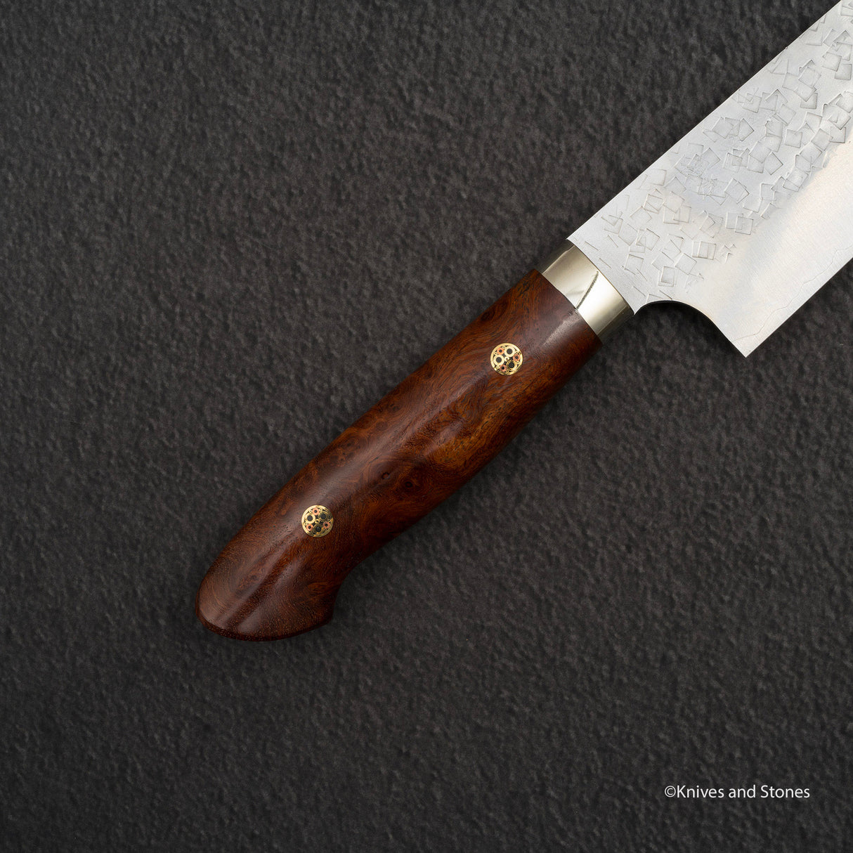 加藤佳美 SG2 Minamo Ktip Santoku 180mm Amboyna Burl Western SP