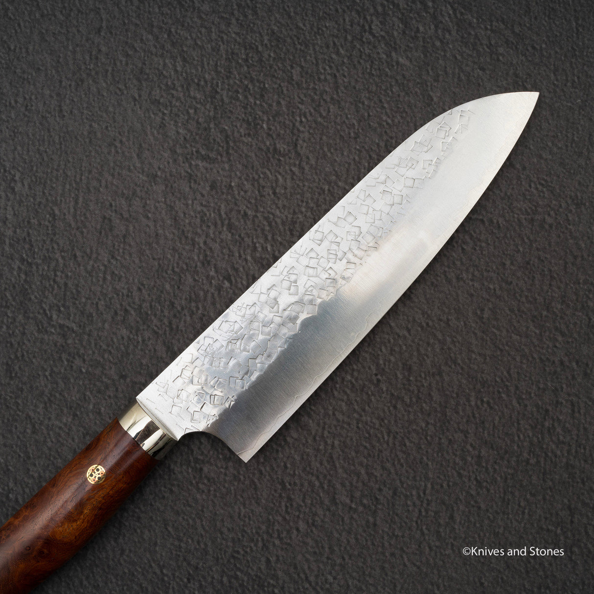 加藤佳美 SG2 Minamo Ktip Santoku 180mm Amboyna Burl Western SP