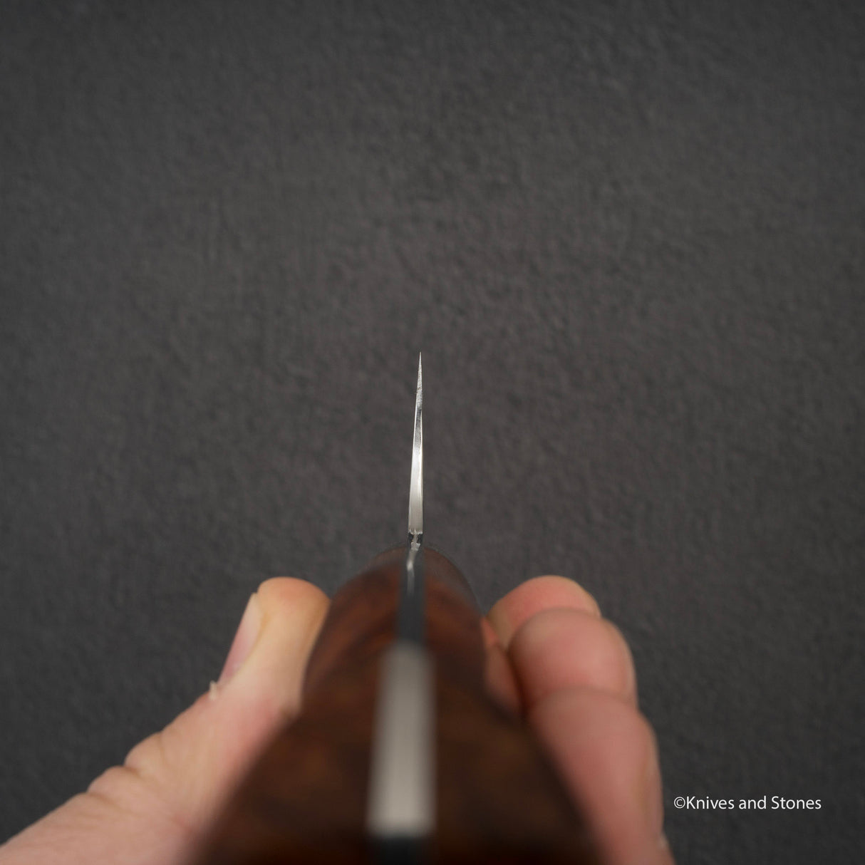 加藤佳美 SG2 Minamo Ktip Santoku 180mm Amboyna Burl Western SP