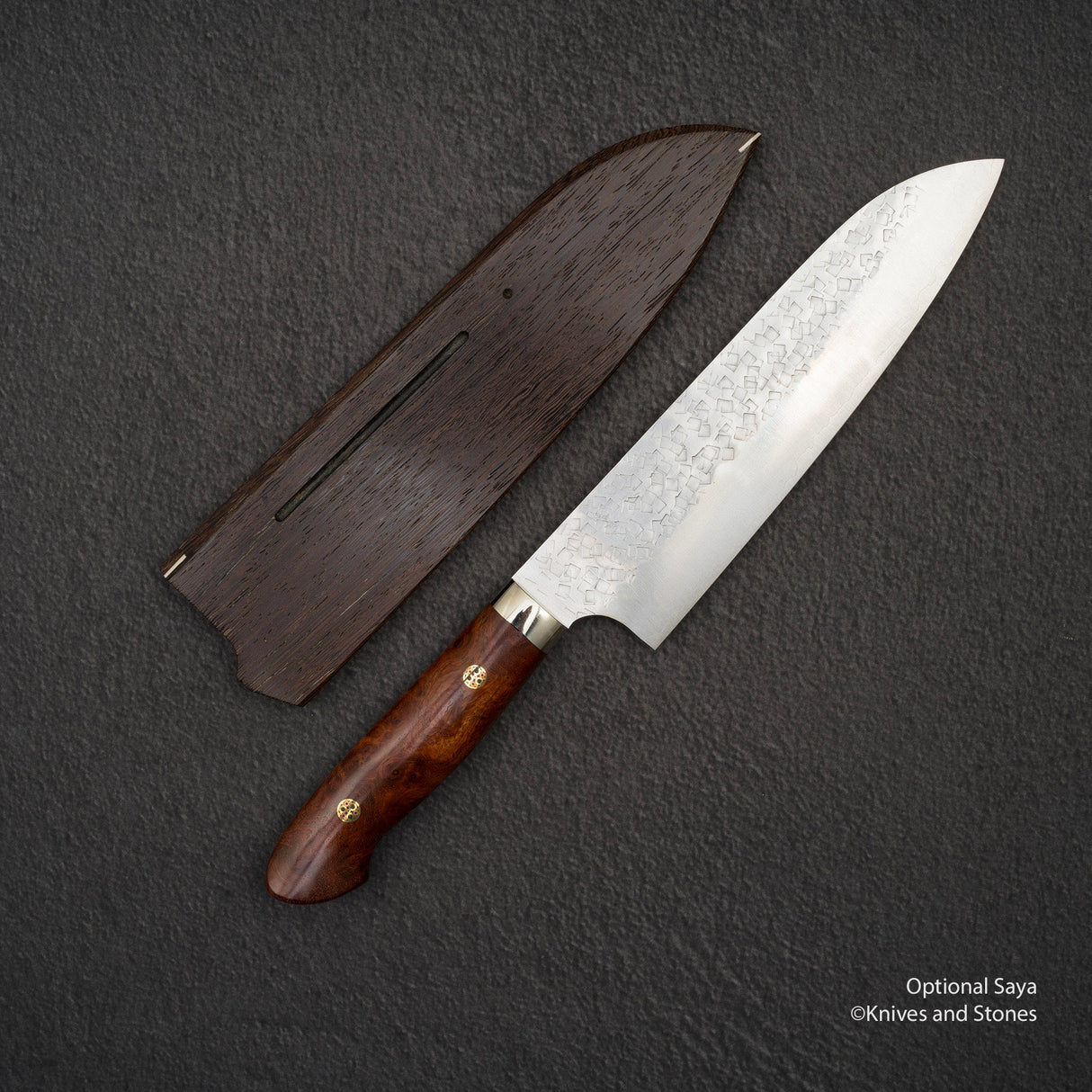 加藤佳美 SG2 Minamo Ktip Santoku 180mm Amboyna Burl Western SP