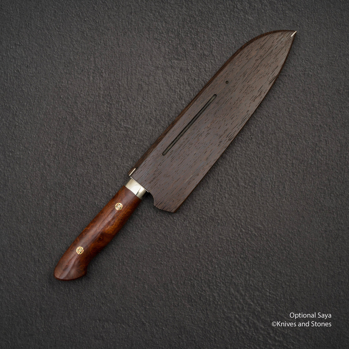 加藤佳美 SG2 Minamo Ktip Santoku 180mm Amboyna Burl Western SP