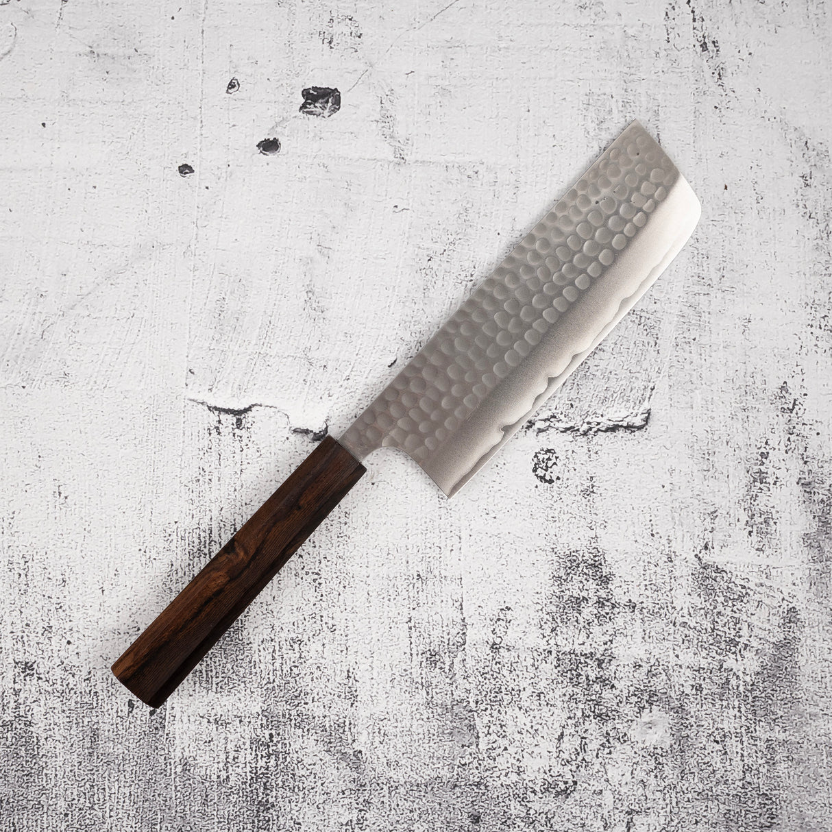 安立勝重 青紙二號槌目菜切 170mm 不鏽鋼夾層 黑檀手柄