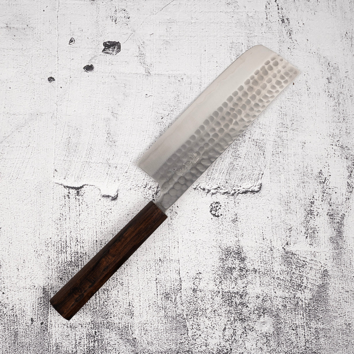 安立勝重 青紙二號槌目菜切 170mm 不鏽鋼夾層 黑檀手柄