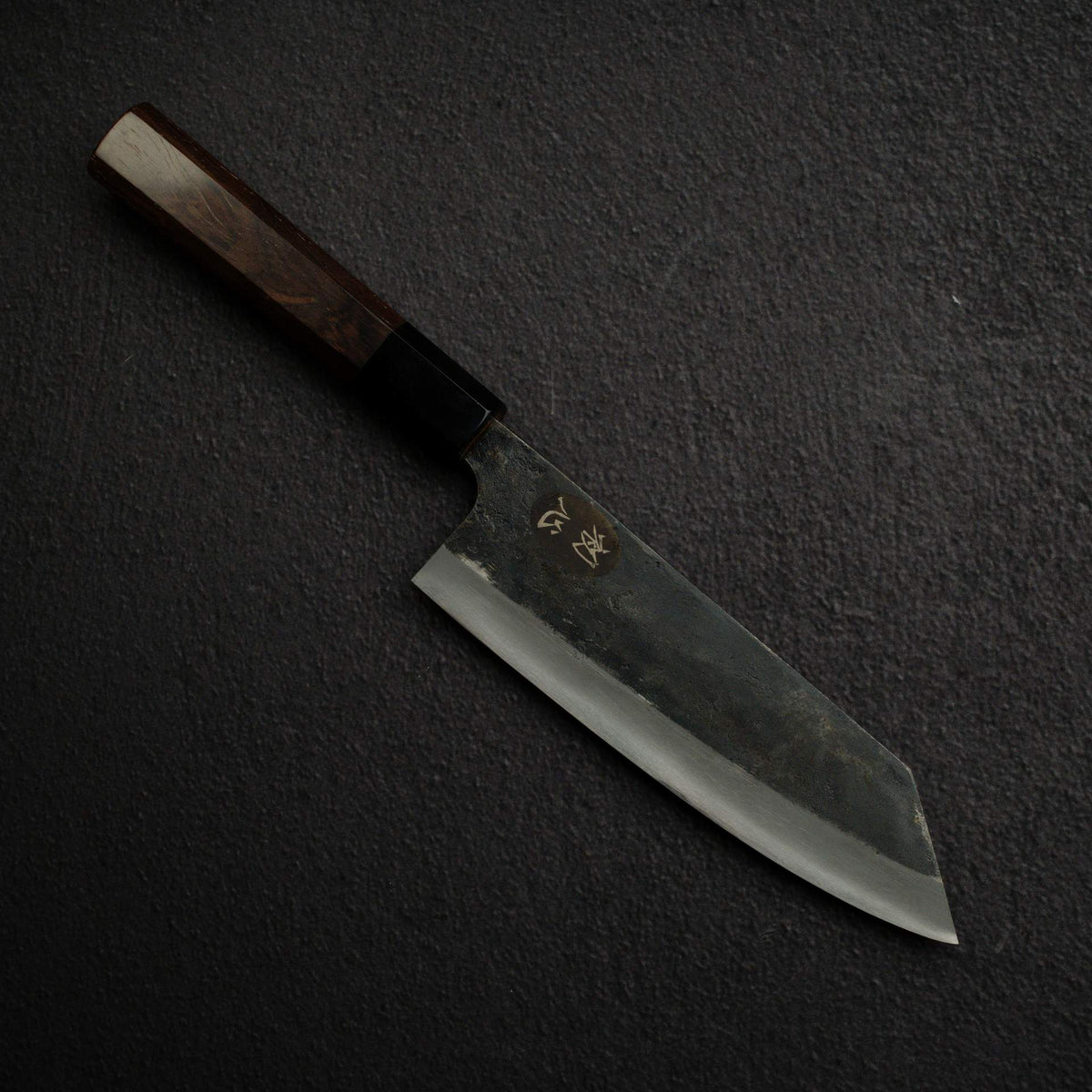 黑鐵 青鋼二號 黑打 文化刀 165mm B-Grade, 紫檀木 Handle
