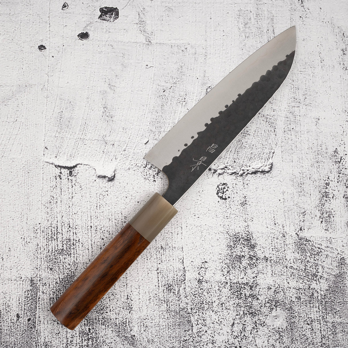 昌景小石 AS 三德刀 175mm,青鋼超級 黑打槌目 K&S 愛心型鐵木手柄