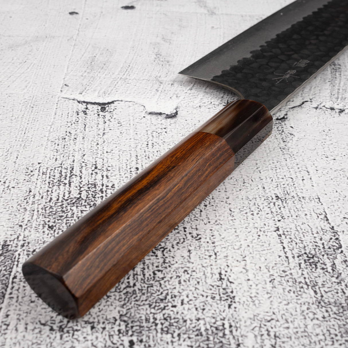 昌景小石 AS 菜刀 165mm,青鋼超級 黑打槌目 K&S 愛心型鐵木手柄