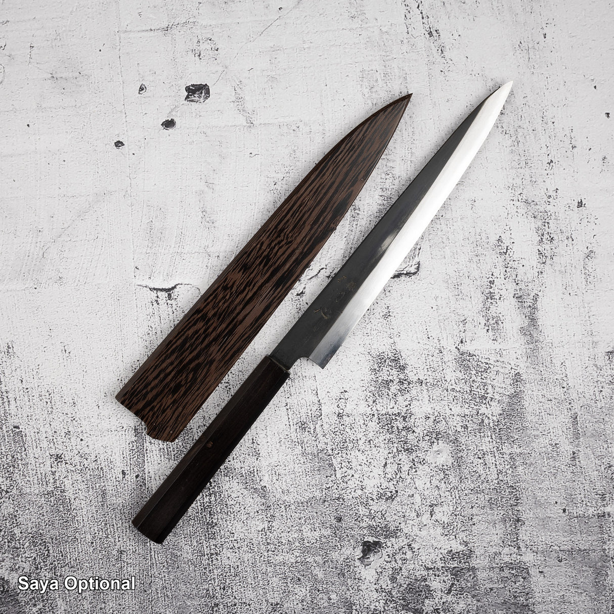 Nakagawa Blue 1 KU Damascus Sujihiki 240mm Etched Black Ebony by Hatsukokoro