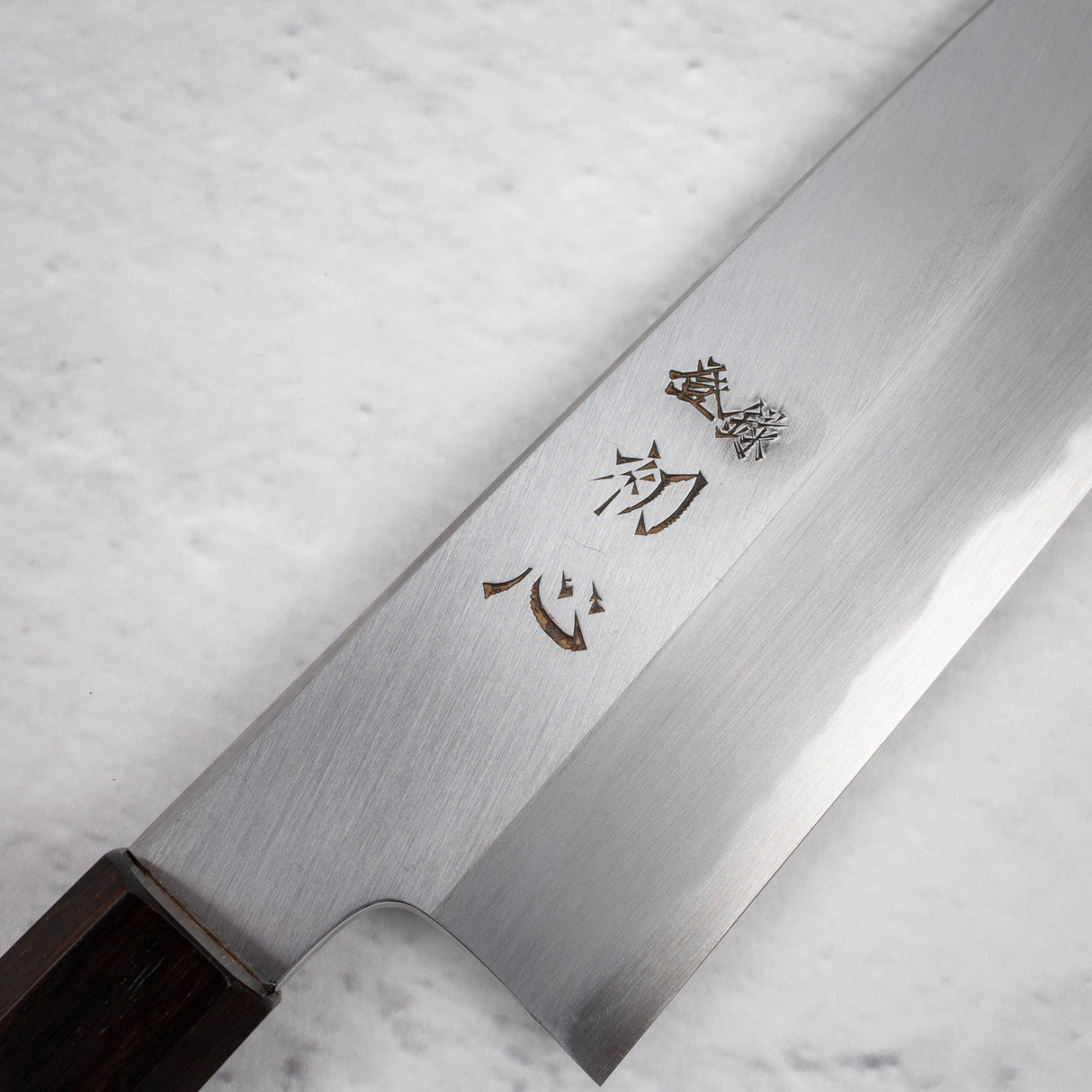 Nakagawa Blue1寬斜角Kasumi Santoku 180mm黑檀木手柄