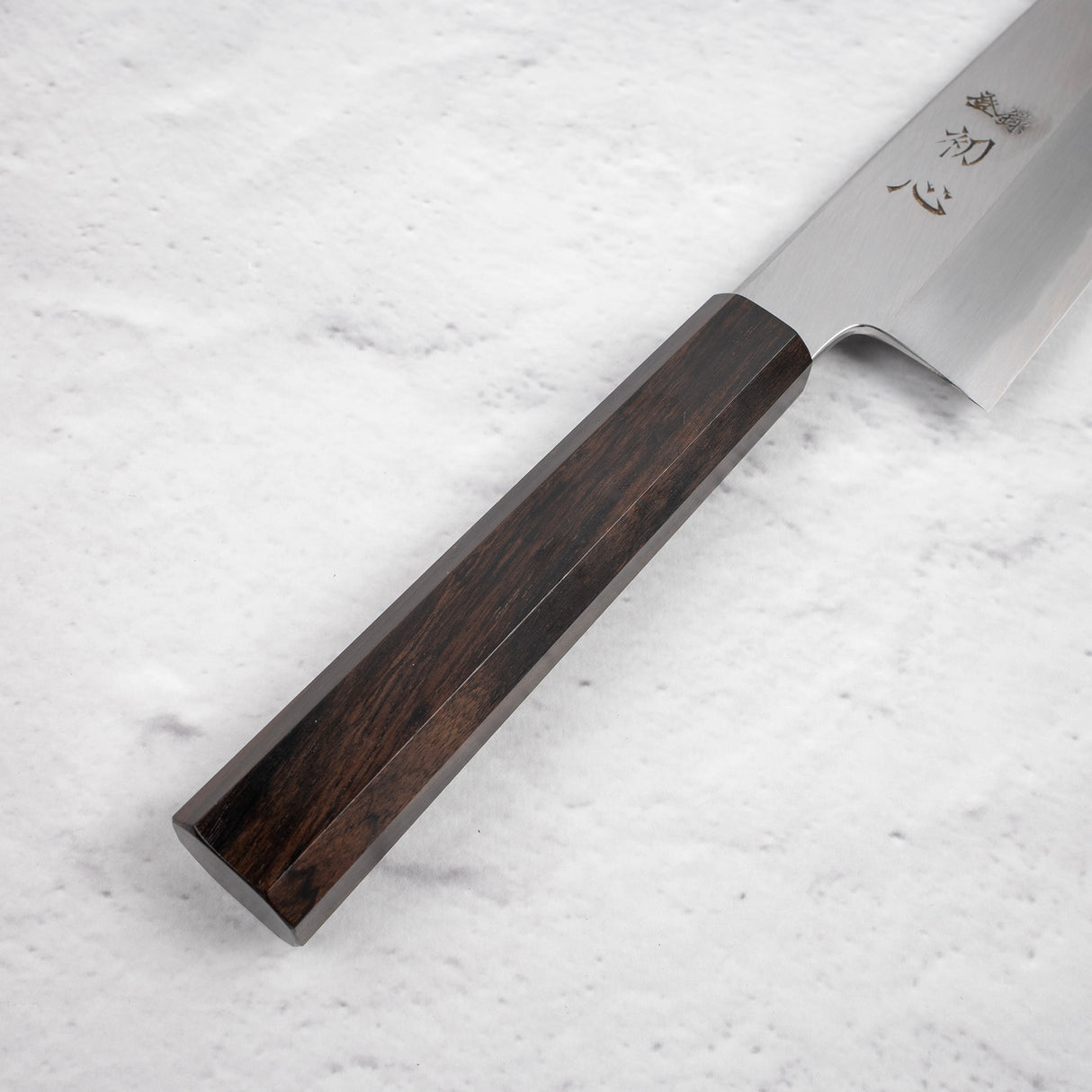 Nakagawa Blue1寬斜角Kasumi Santoku 180mm黑檀木手柄