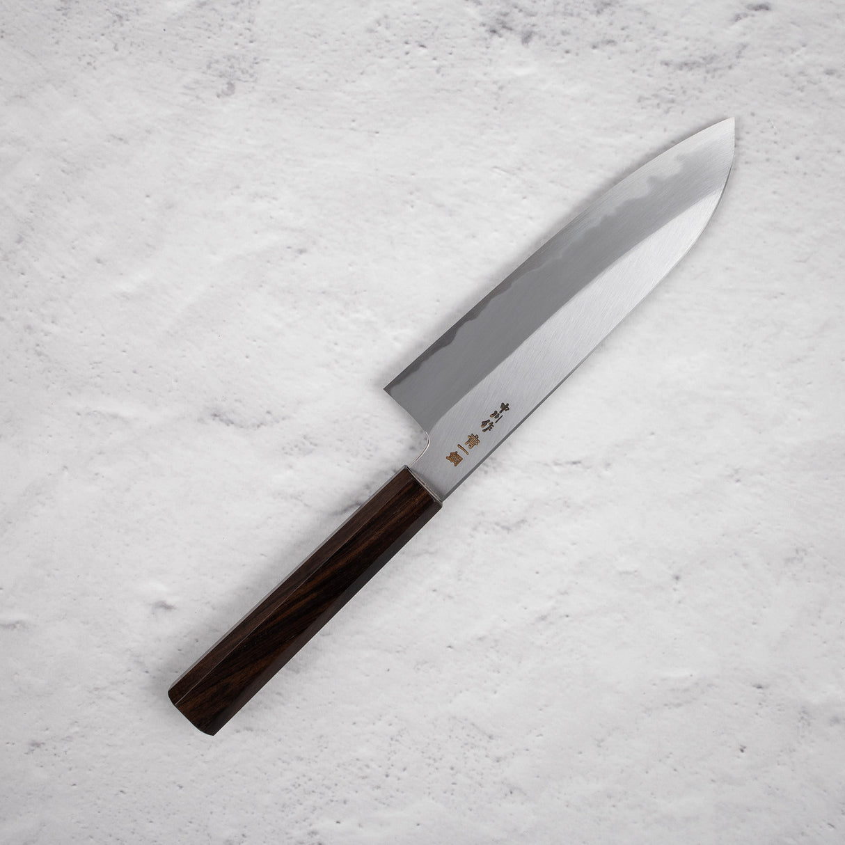 Nakagawa Blue1寬斜角Kasumi Santoku 180mm黑檀木手柄