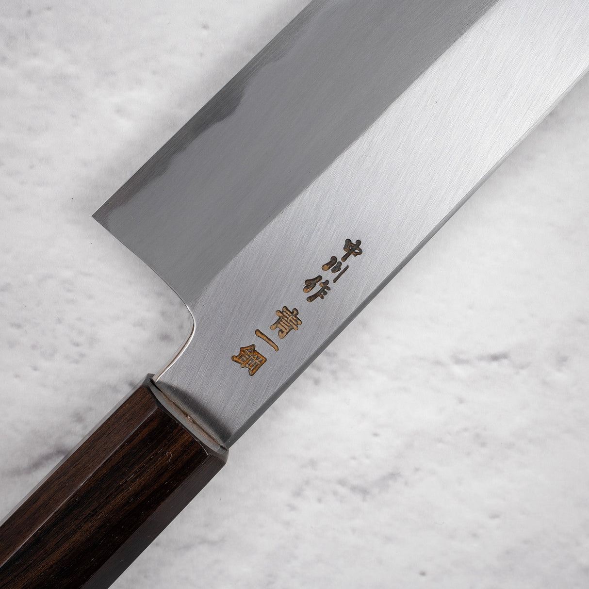 Nakagawa Blue1寬斜角Kasumi Santoku 180mm黑檀木手柄