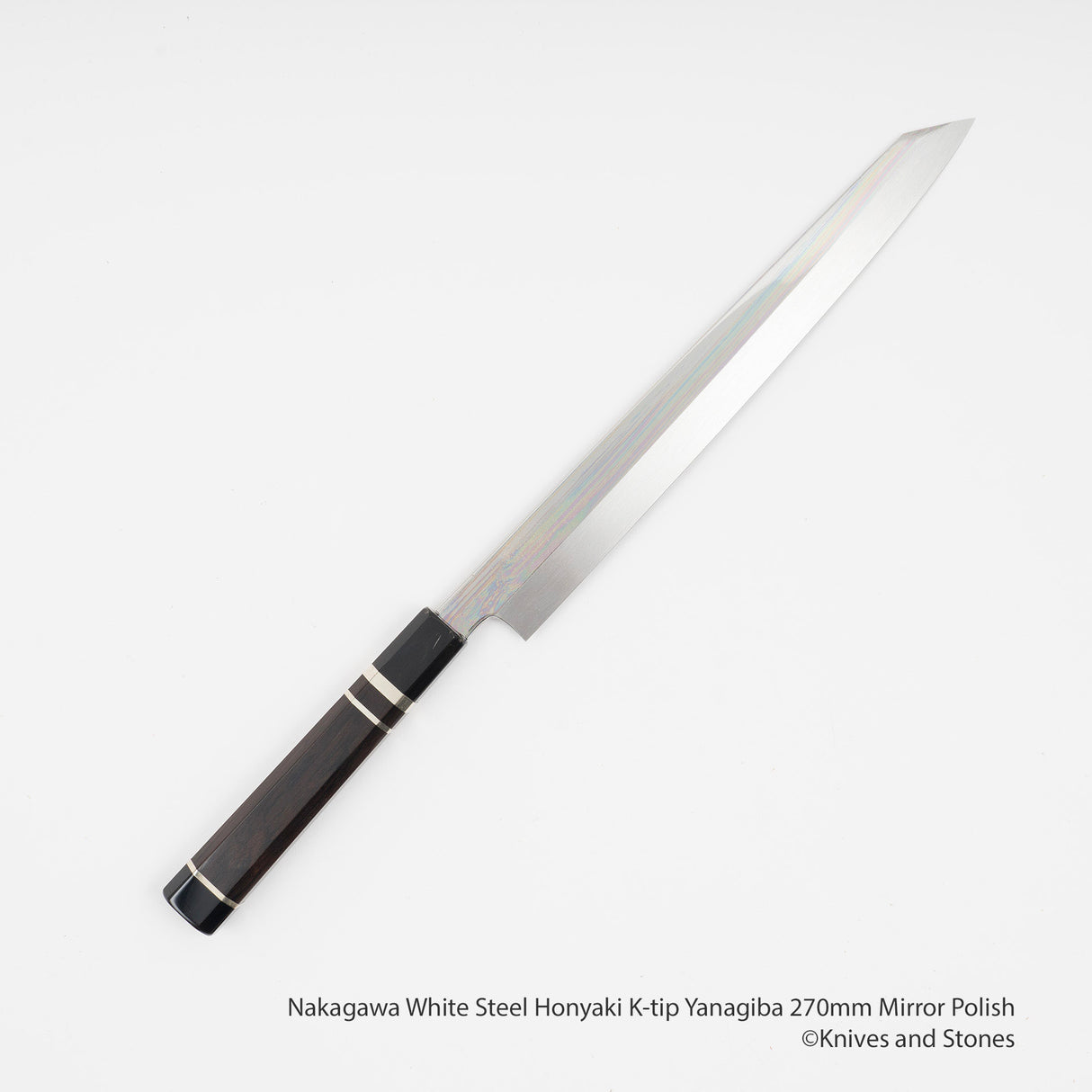 Nakagawa White Steel Honyaki K-tip Yanagiba 270mm Mirror Polish