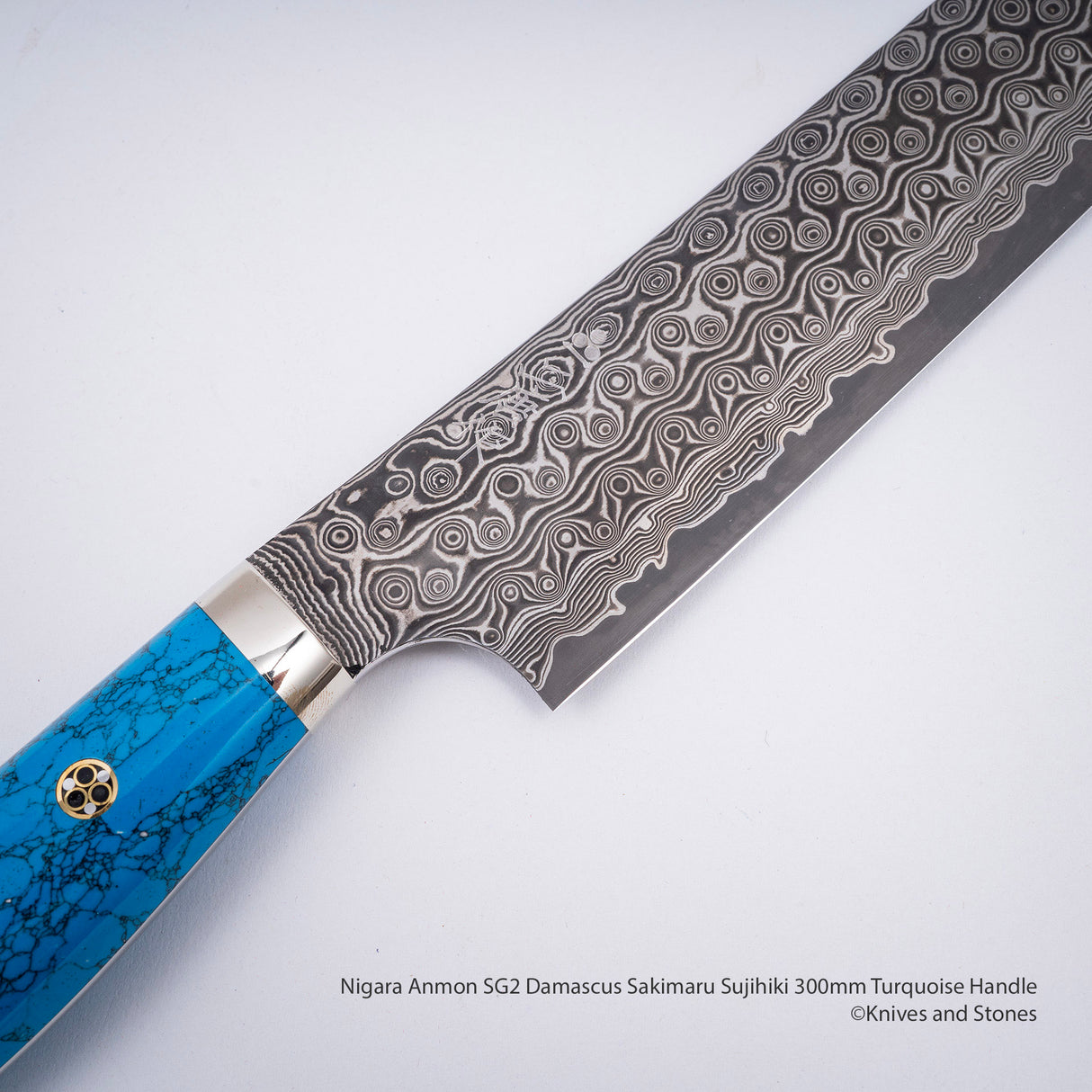 Nigara Anmon SG2 大馬士革 Sakimaru Sujihiki 300mm 綠松石手柄 SP1