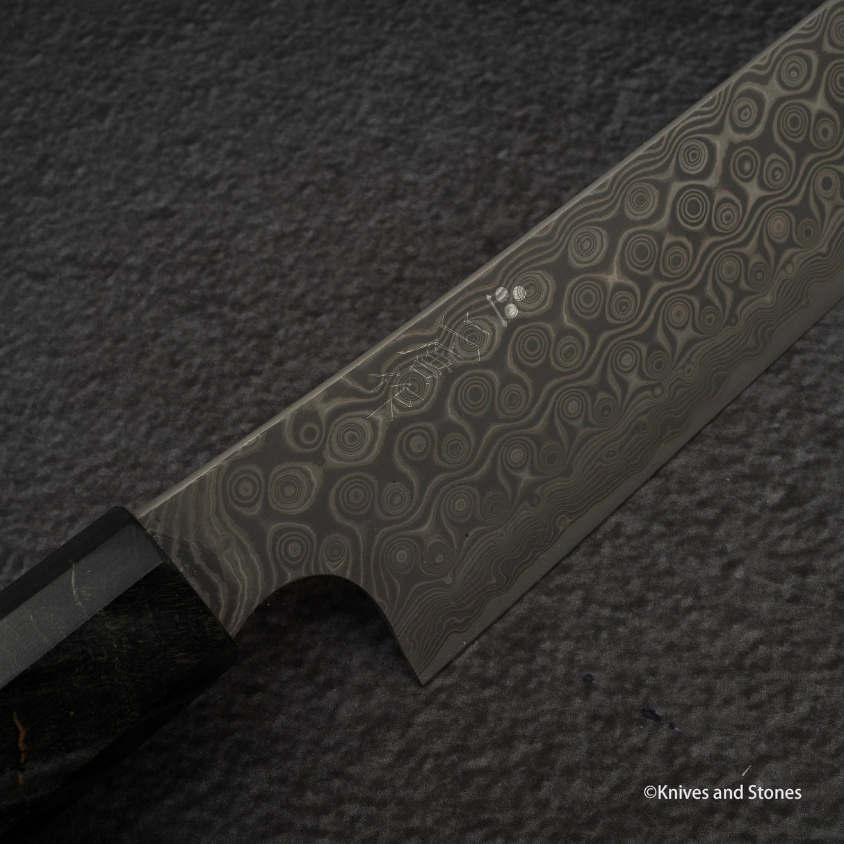 Nigara Anmon SG2 Raindrop Damascus Sakimaru Sujihiki 300mm