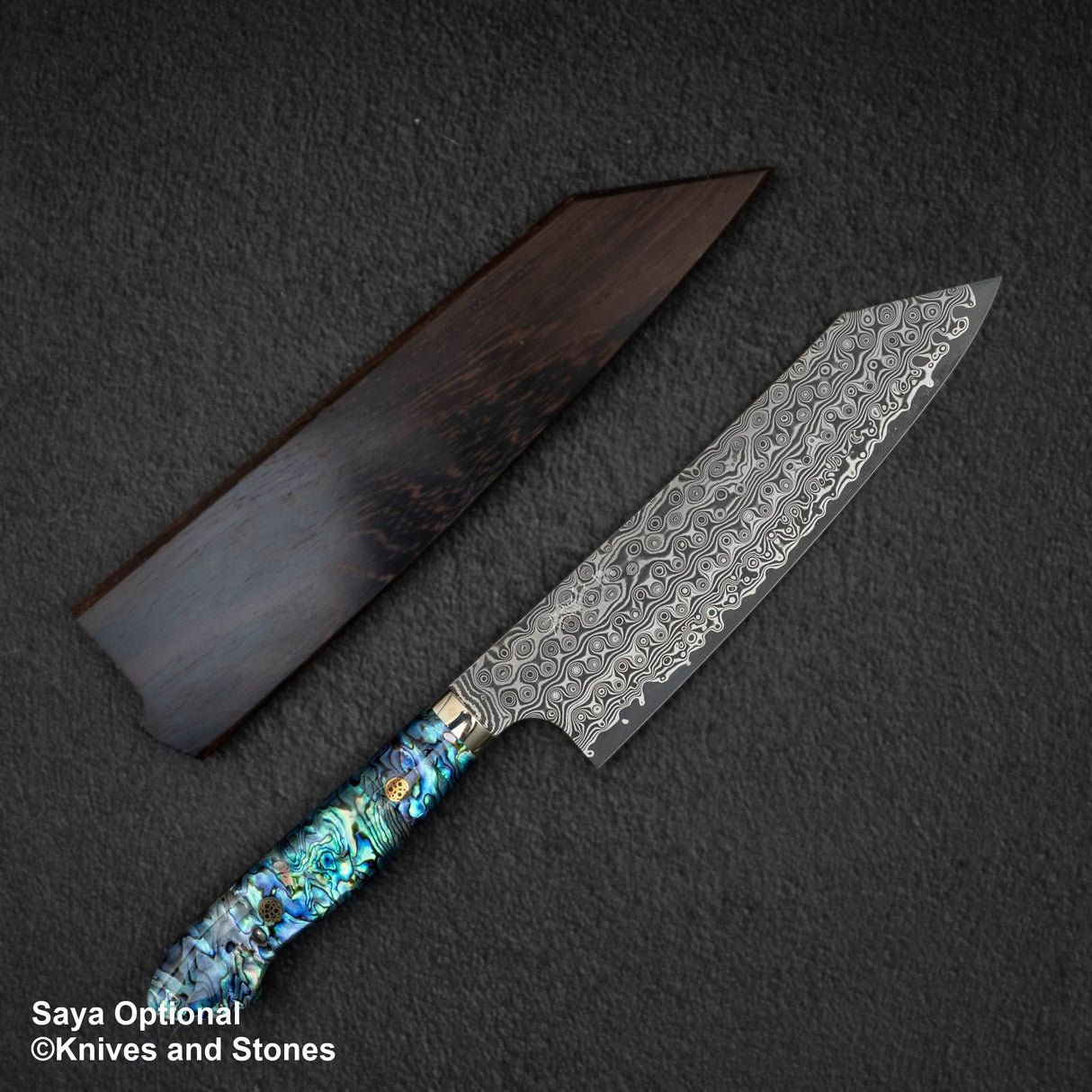 Nigara Anmon (暗紋) SG2 Raindrop Damascus K tip Gyuto 210mm Mother-of-Pearl Inlay Handle