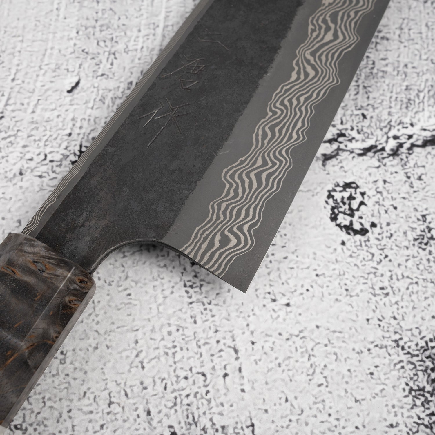 Nigara Ginsan Kurozome Damascus Bunka 180mm