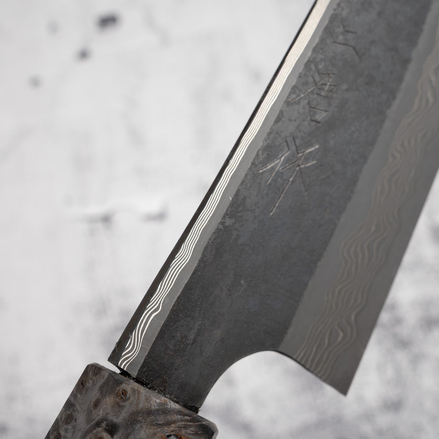 Nigara Ginsan Kurozome Damascus Bunka 180mm
