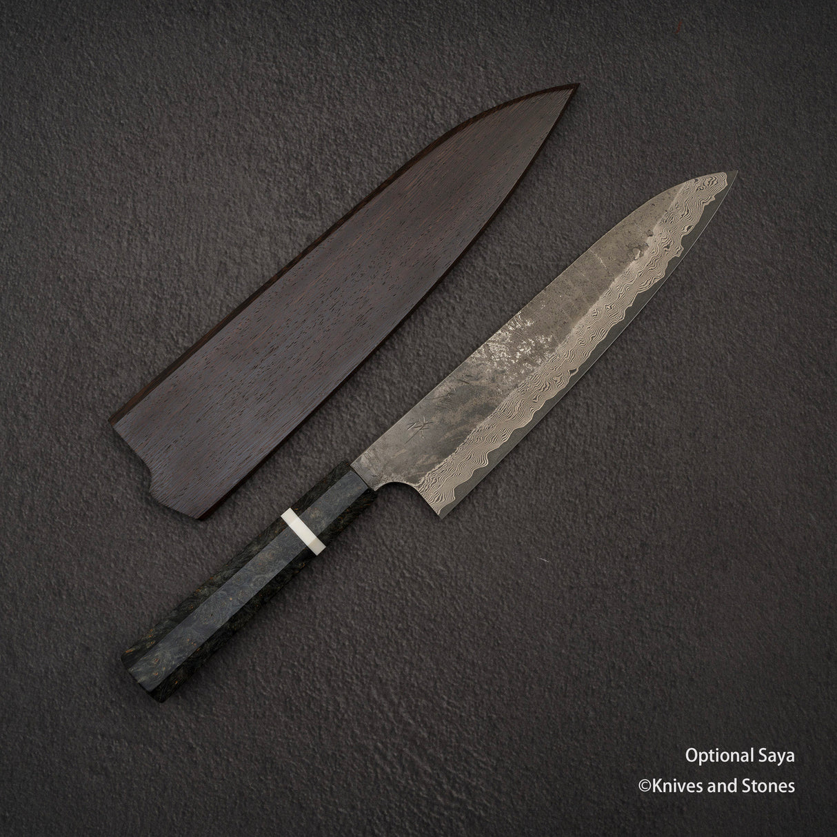 Nigara Ginsan Kurozome Damascus Gyuto 240毫米樺木手柄