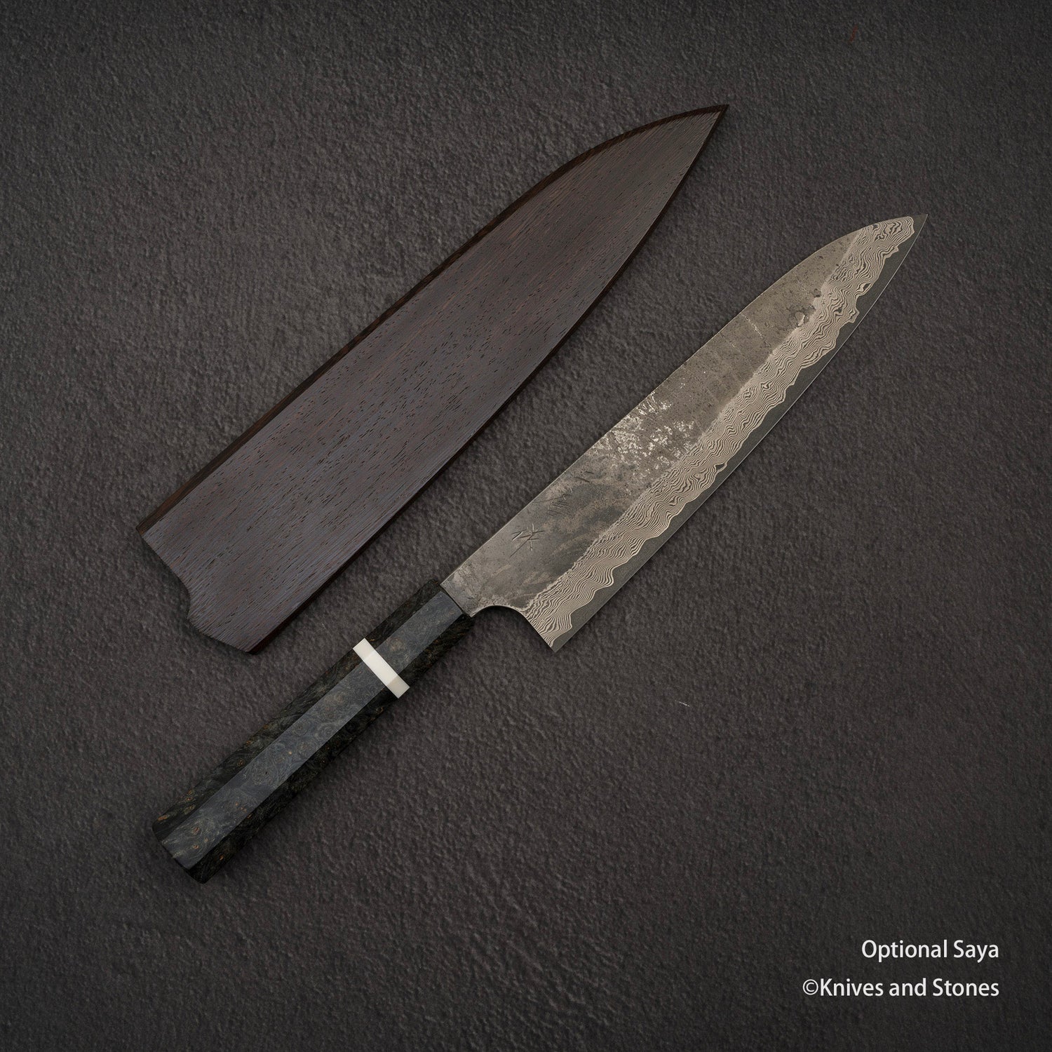 Nigara Ginsan Kurozome Damascus Gyuto 240毫米樺木手柄