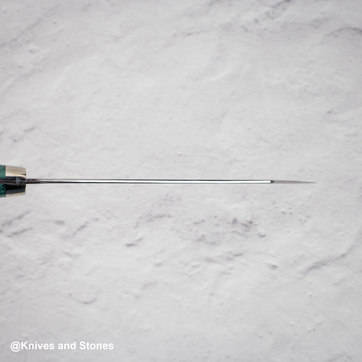 Nigara Anmon (暗紋) SG2 Raindrop Damascus Bunka 180mm Western Green Turquosie