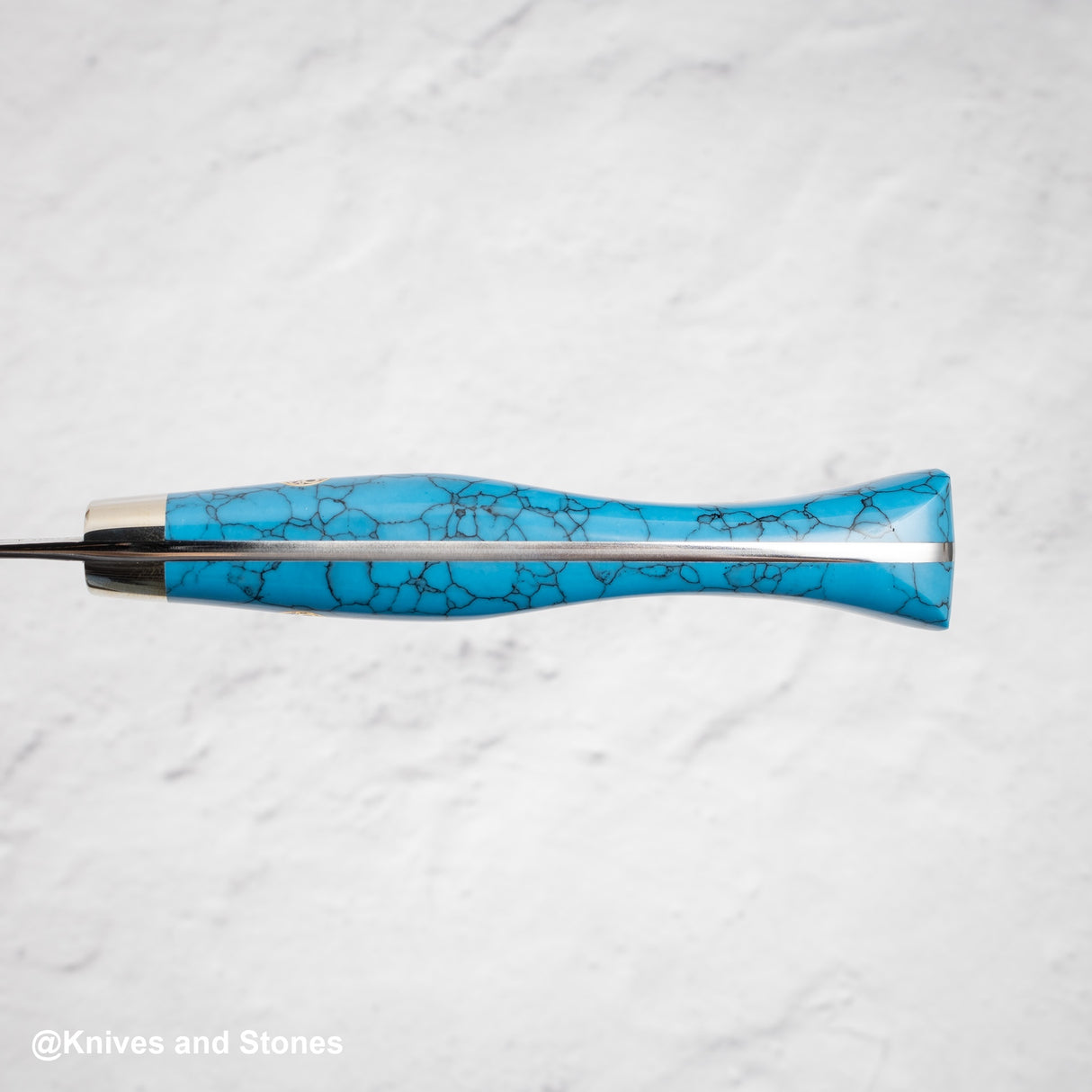 Nigara Anmon(暗紋)SG2 雨滴大馬士革 K-tip Petty 150mm 西部藍綠松石