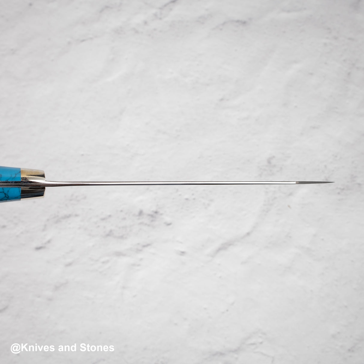 Nigara Anmon(暗紋)SG2 雨滴大馬士革 K-tip Petty 150mm 西部藍綠松石