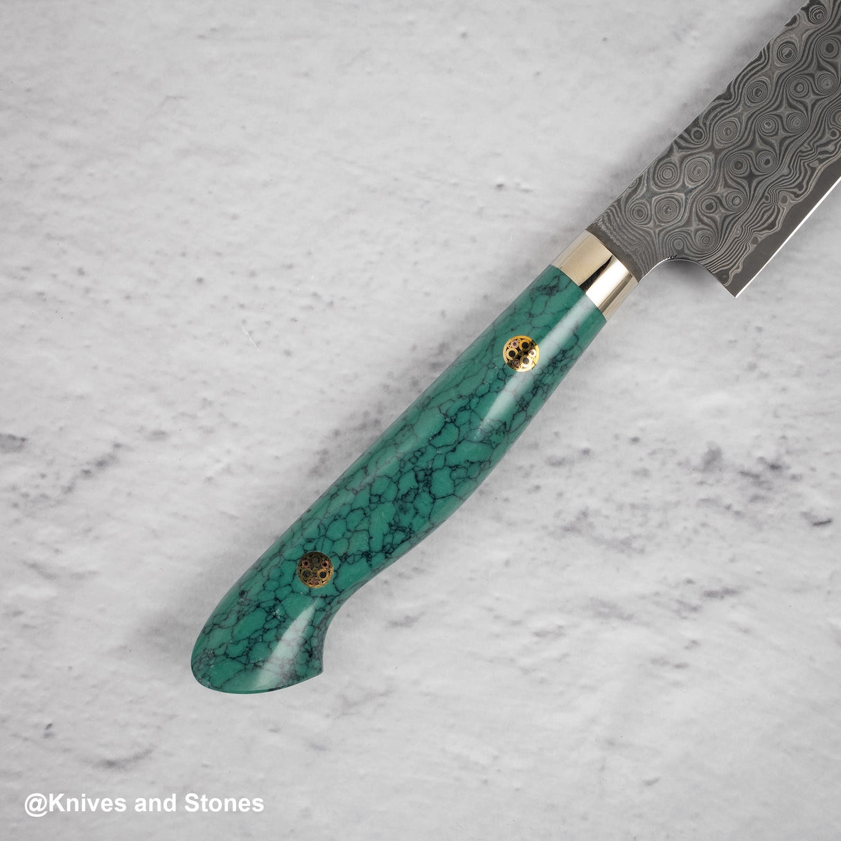 Nigara Anmon(暗紋)SG2 雨滴大馬士革 K-tip Petty 150mm 西部綠松石